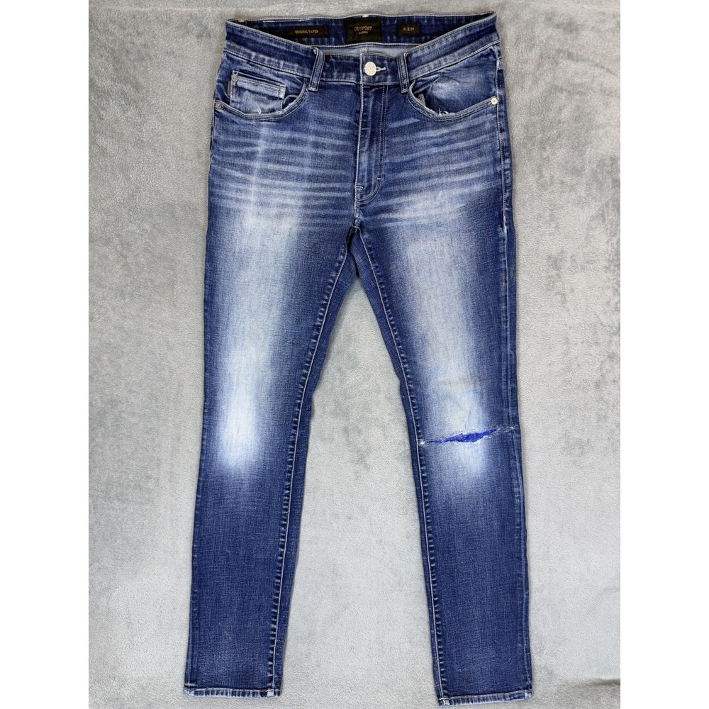 Outpost Makers Jeans Mens 31x34 Blue Dark Wash Original‎ Taper Stretch